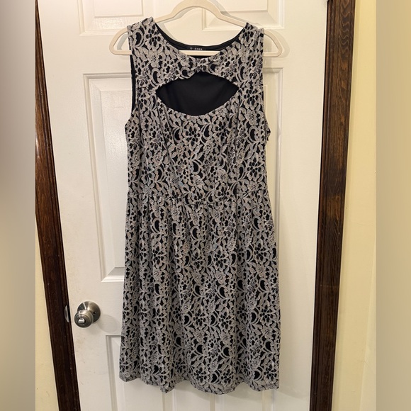 Elegant Black and Cream Lace Dress - Picture 1 of 5